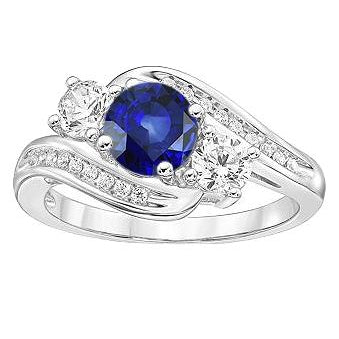 Diamond Wedding Jewelry Lady’s Brilliant Engagement Round Ceylon Sapphire Ring