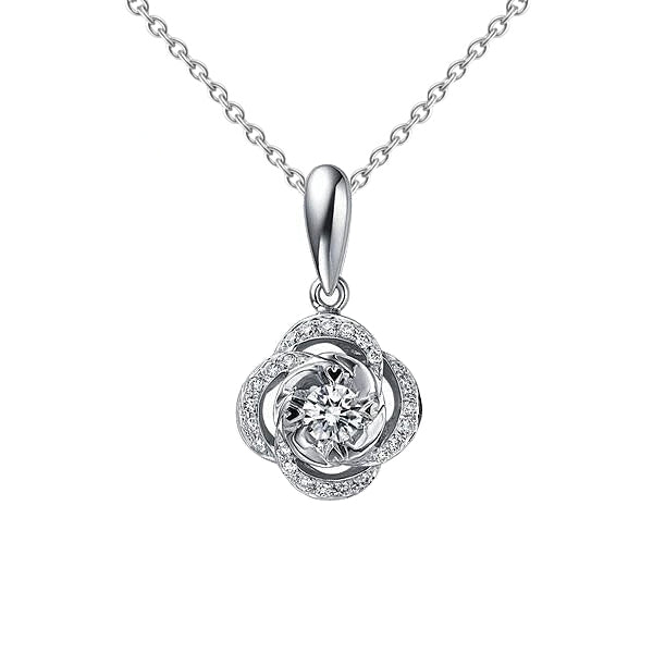 Lab Grown Diamonds Pendant Necklace 1.24 Carats Brilliant Cut White Gold 14K