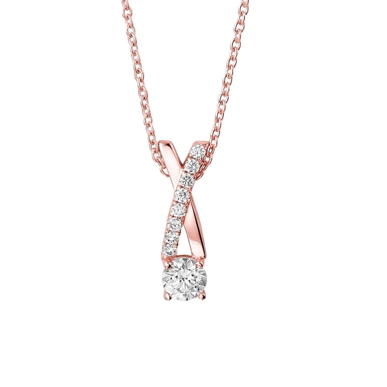 Lab Grown Diamonds Pendant Necklace With Chain 1.85 Carats New Rose Gold 14K