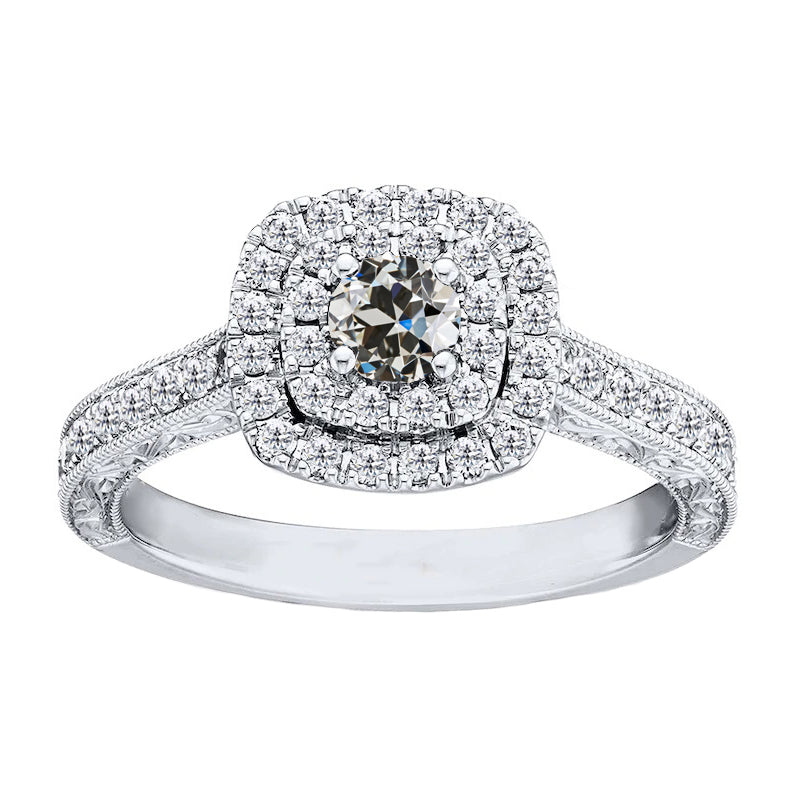 Double Halo Old Mine Cut Diamond Ring Women’s Jewelry 3 Carats