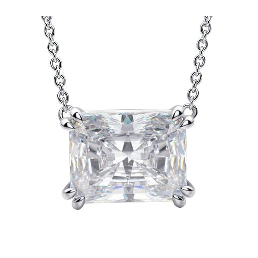 East West Set Radiant Diamond Pendant Double Prong Dog Ear 2.50 Carats