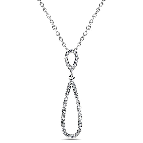 Double Tear Drop Shaped Pendant Necklace 5.20 Ct Genuine Natural Earth Mined Diamonds White Gold