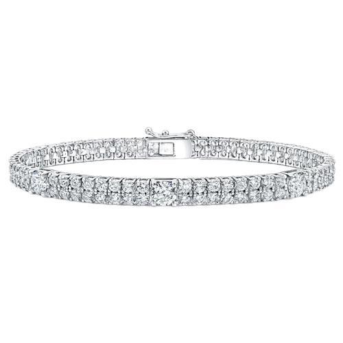 Double Row Lab Grown Diamonds Bracelet Prong Set Round Cut 10 Carats WG