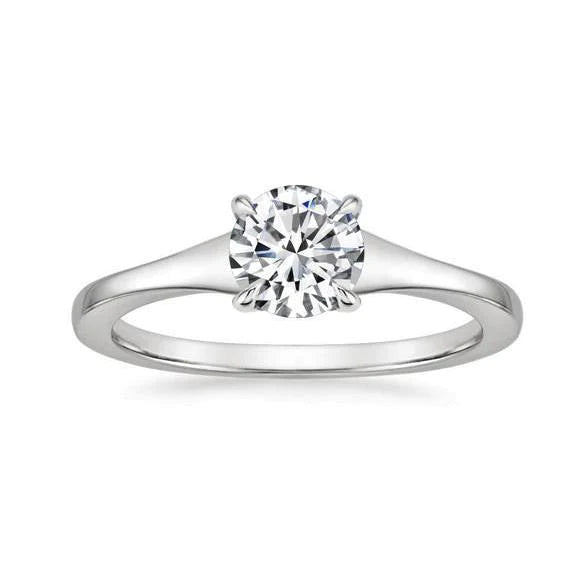 Eagle Claw Prongs Solitaire Round Diamond Engagement Ring White Gold