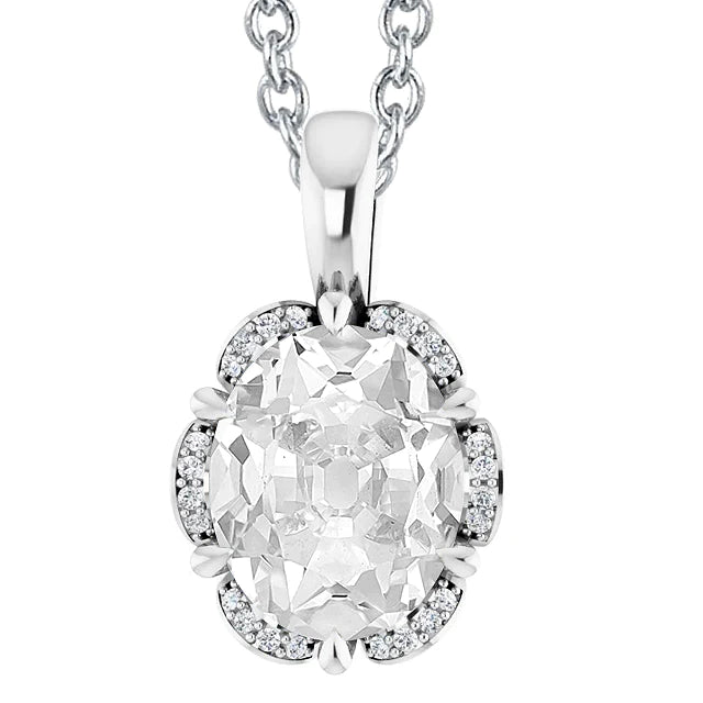 Eagle Claws Halo Diamond Pendant Oval Old Mine Cut 6.50 Carats