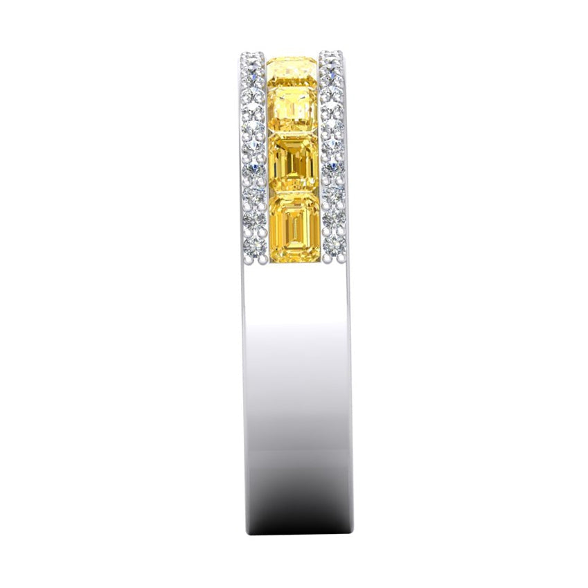 Emerald Canary Yellow Diamond Gold Band