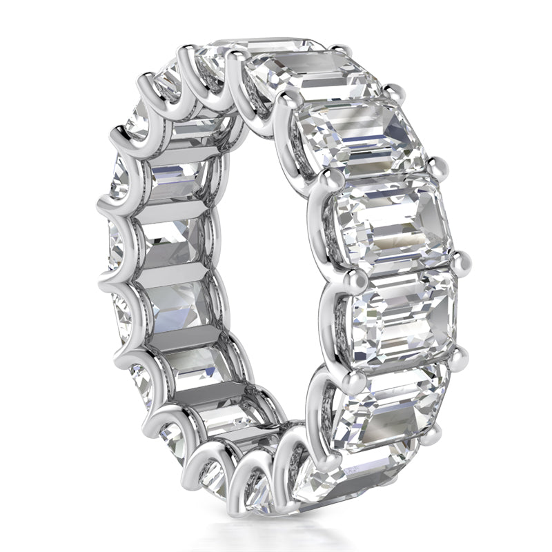 Emerald Diamond Band Whtie Gold 14K U Prong Set