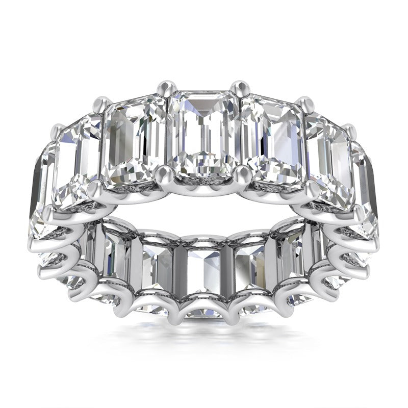 Emerald Cut Diamond Gold Eternity Wedding Band 7.50 Carats U Prongs