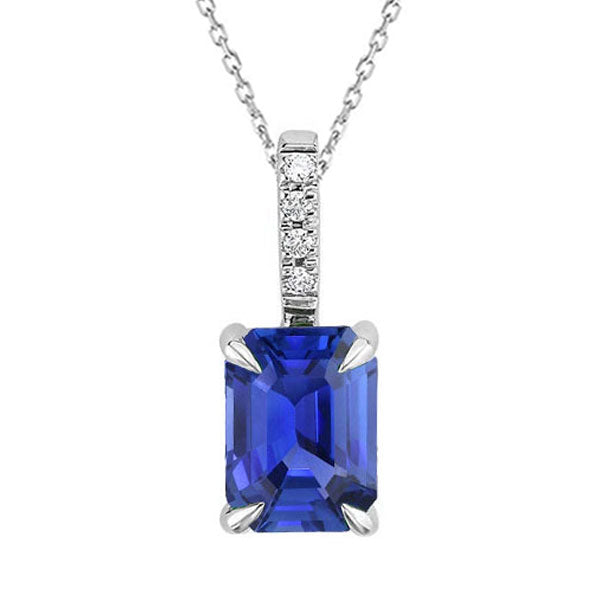 Emerald Sapphire Diamond Women’s Pendant Prong Set
