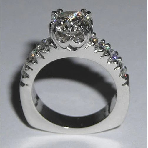 Euro Shank Diamond Round Cut Antique Style Engagement Ring Gold