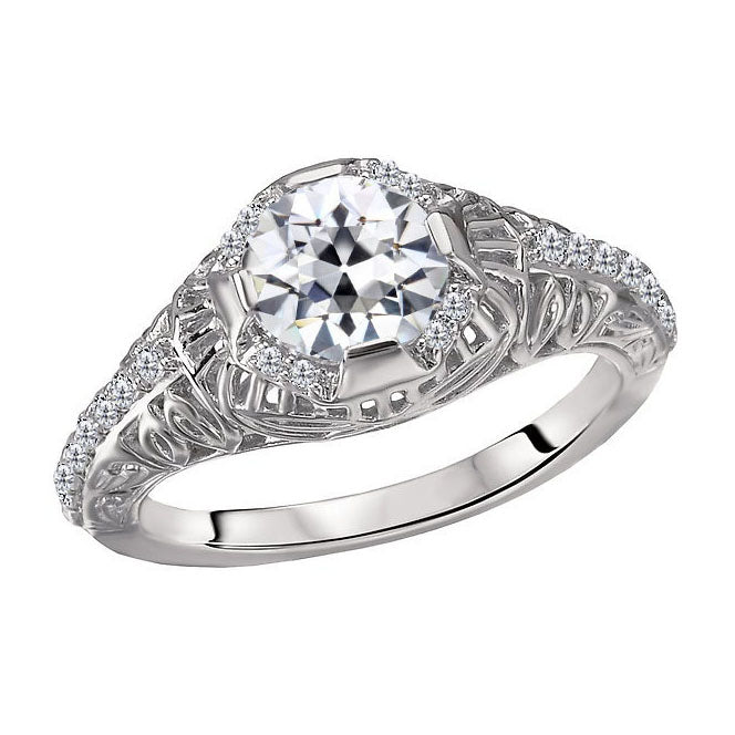 Fancy Lady’s Sparkling Vintage Style White Gold Weeding Anniversary Fancy Diamond Ring Old Miner Gold Ladies Jewelry