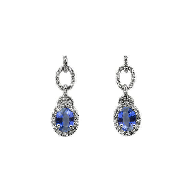 Fancy Sri Lanka Sapphire And Diamond Earrings Ladies Brilliant New