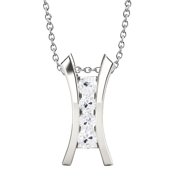 Four Stone Old Miner Diamond Pendant With Chain Gold