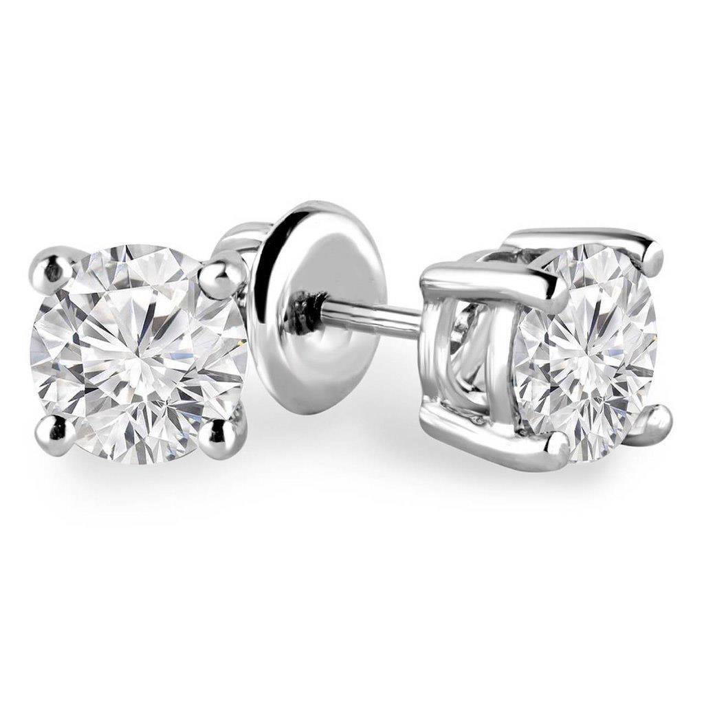 natural round diamond 3ct earring front view