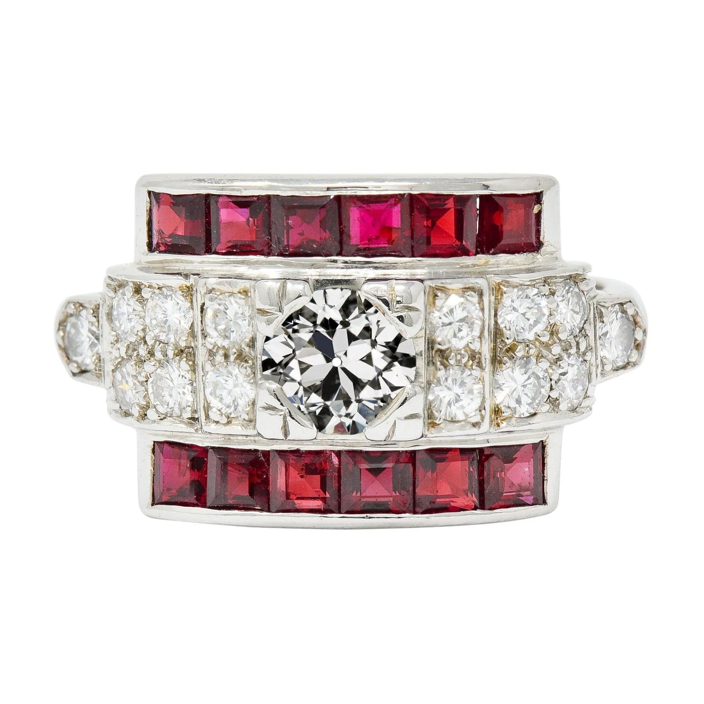 Gemstone Art Deco Jewelry New Wedding Ring Old Cut Diamond & Rubies