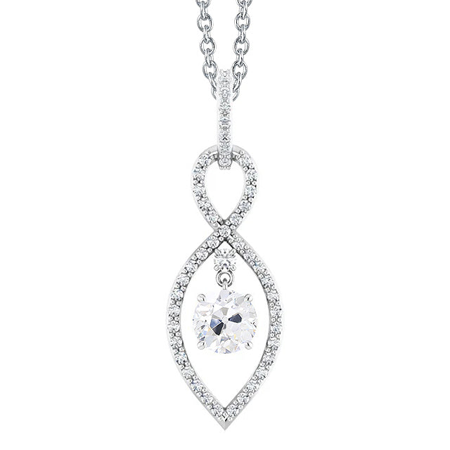 Gold 14K Diamond Pendant Round Old Cut