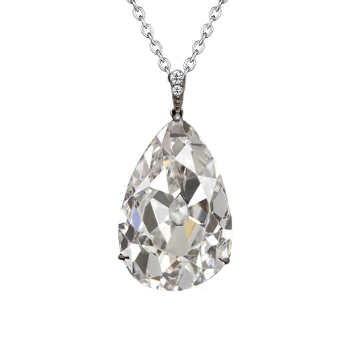 Gold Diamond Necklace 2.50 Carats Pear Old Miner