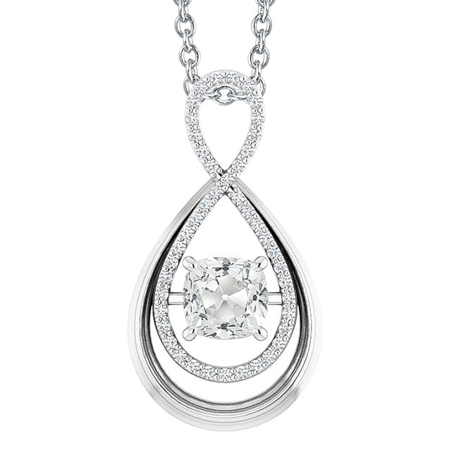 Gold Diamond Pendant Cushion Old Cut