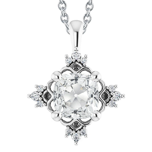 Gold Diamond Pendant Old Miner Cut Necklace & Bail