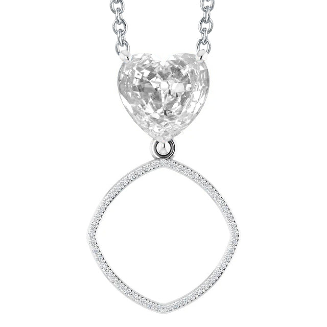 Diamond Pendant Round & Heart Old Cut Prong Set