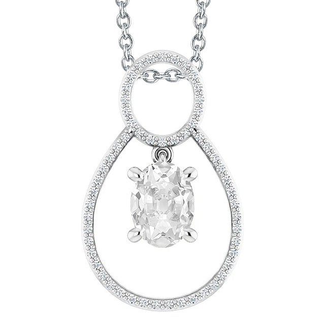 Gold Diamond Pendant Old Miner Cut Prong Set