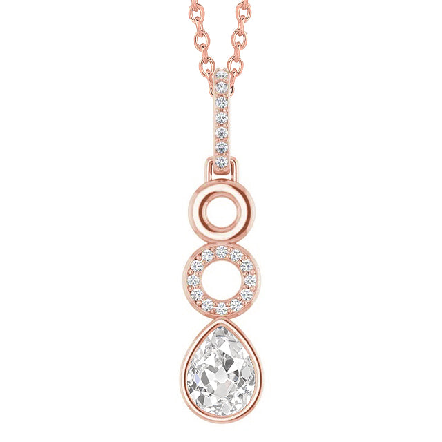 Diamond Pendant Round & Pear Old Cut Bezel Set