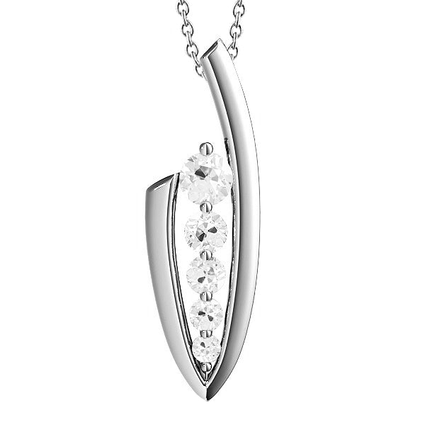 Gold Five Stone Diamond Pendant Old Miner