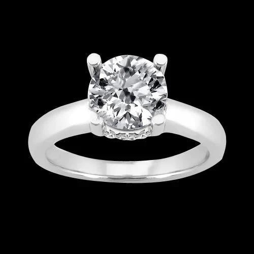 Gold Hidden Halo Diamond Engagement Ring With Accents