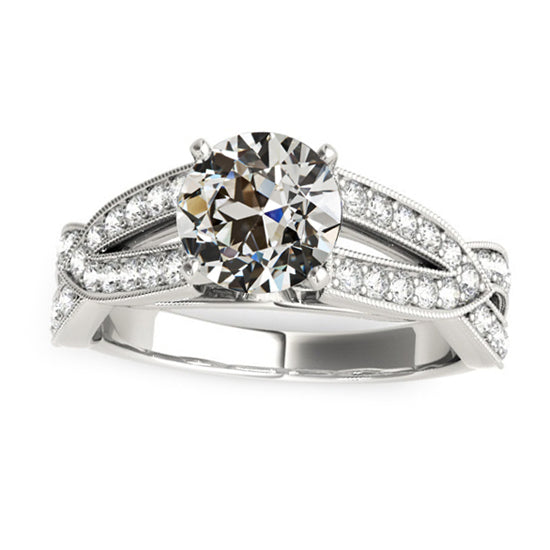White Gold Woman's Anniversary Twisted Elegant Fancy Daiamond Ring