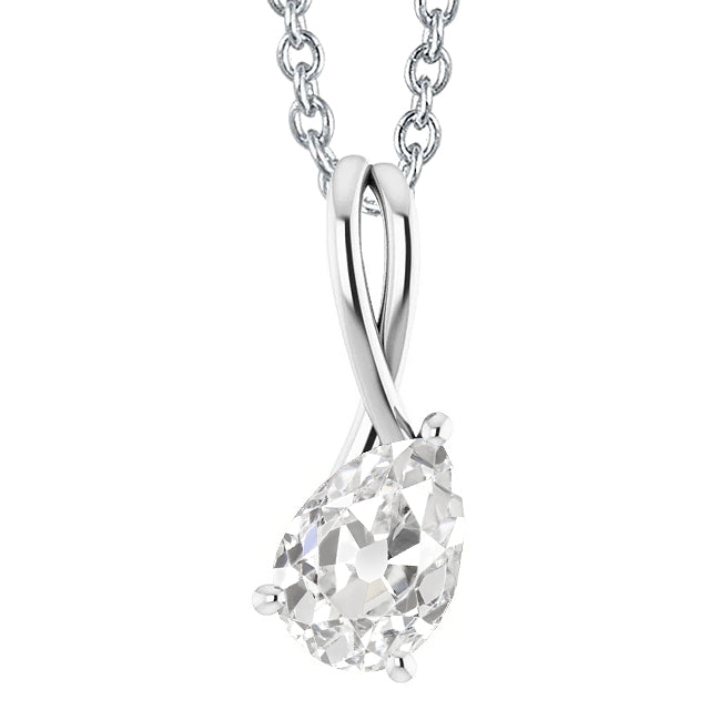 Gold Old Miner Cut Diamond Slide Pendant Prong Set