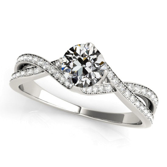 Wedding anniversary Twisted Style Sparkling Unique Round Gold Round Old Miner Diamond Ring