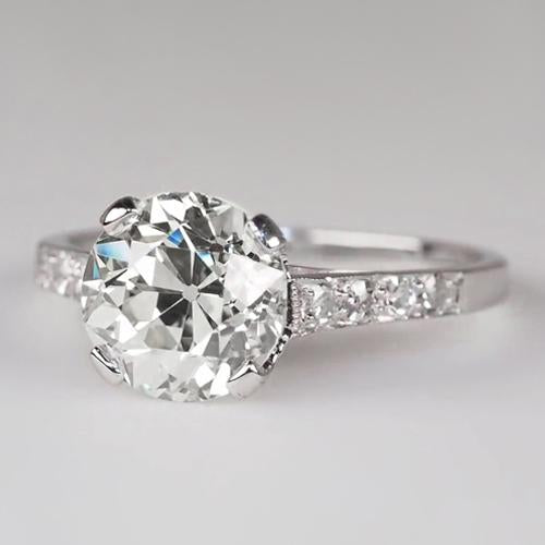 Gold Wedding Ring Old Mine Cut Round Diamonds