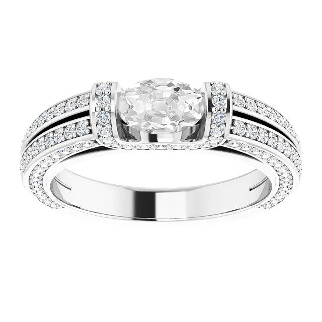 Gold Wedding Ring Old Miner Diamond Bar Set