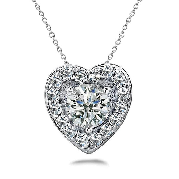 Gorgeous 6.50 Ct Round Cut Lab Grown Diamonds Pendant Necklace White Gold 14K