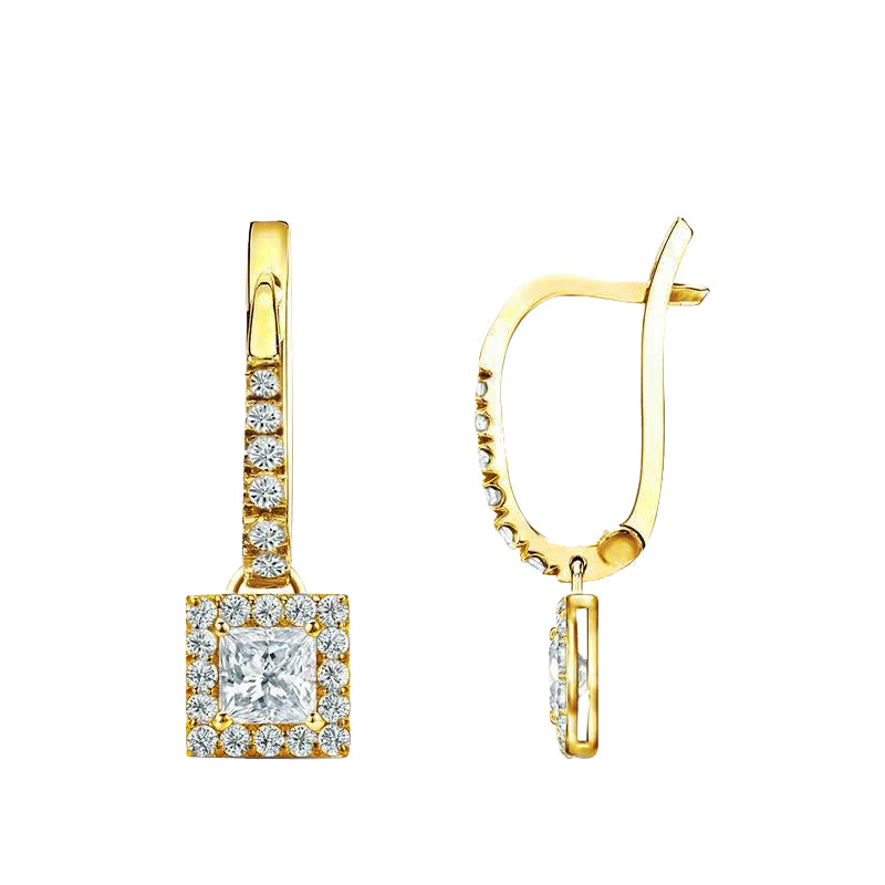 Gorgeous Natural Earth Mined Diamonds 3.80 Carats Dangle Earrings 14K Yellow Gold