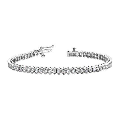 Gorgeous White Round Cut Lab Grown Diamond Tennis Bracelet White Gold 11 Carats