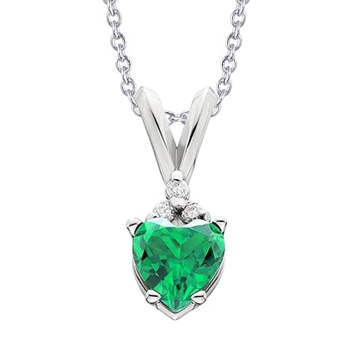 Green Emerald And Natural Earth Mined Diamond Pendant Necklace 3.30 Carat WG 14K
