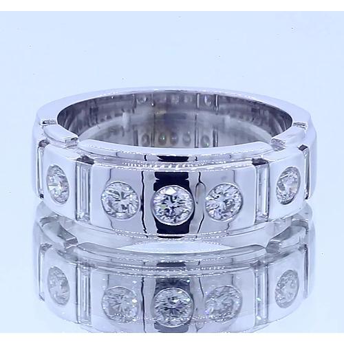 Gypsy Round & Baguettes Diamond Anniversary Band Satin Finish