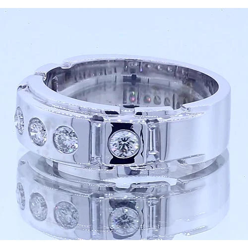 Gypsy Round & Baguettes Diamond Anniversary Band Satin Finish