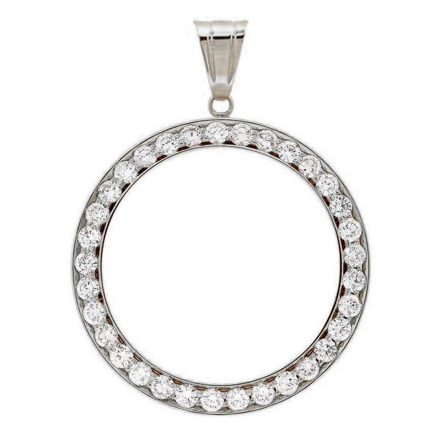 Half Dollar Diamond Bezel Pendant White Gold (Coin not included)