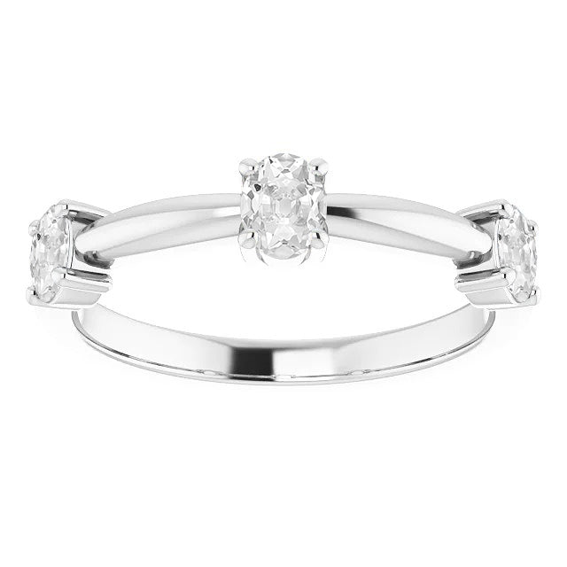 Half Eternity Band Old Miner Diamond Button Prong Set