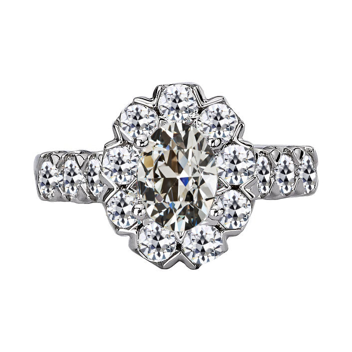 Halo Anniversary Ring Round Old Miner Diamond