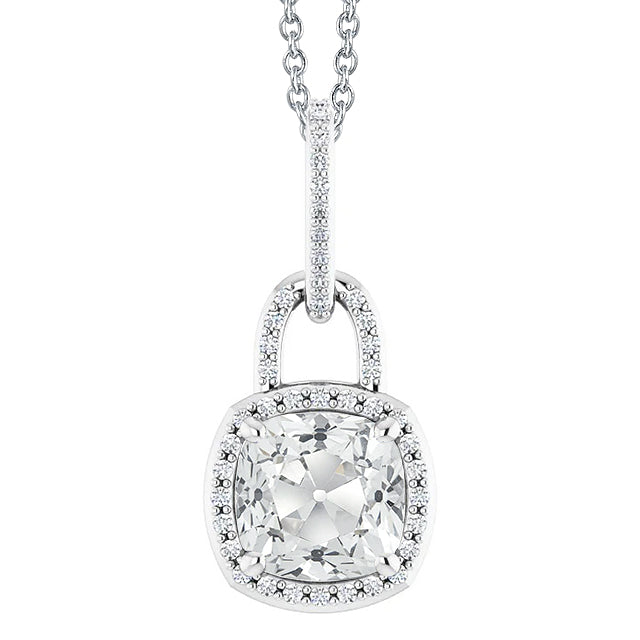 Halo Cushion Old Miner Diamond Lock Pendant