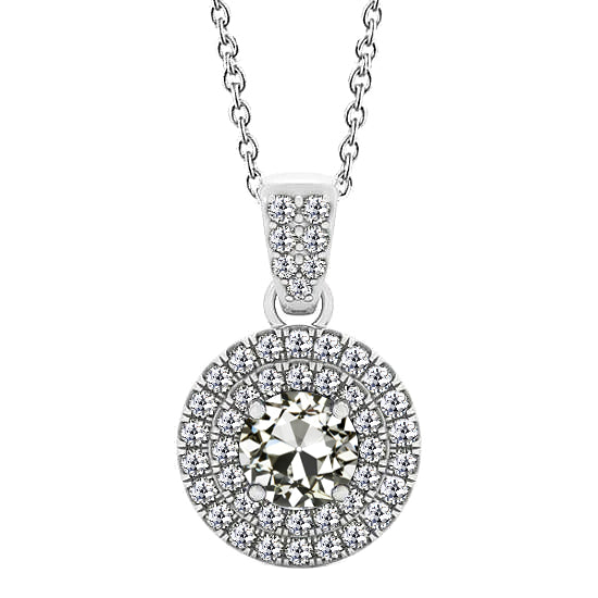 Halo Diamond Old Miner Pendant 3 Ct With Chain