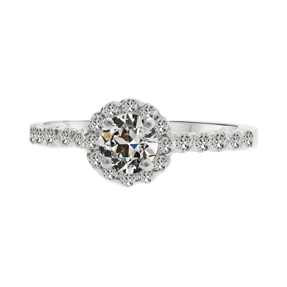 2 Carats Halo Diamond Old Miner Women Engagement Ring White Gold