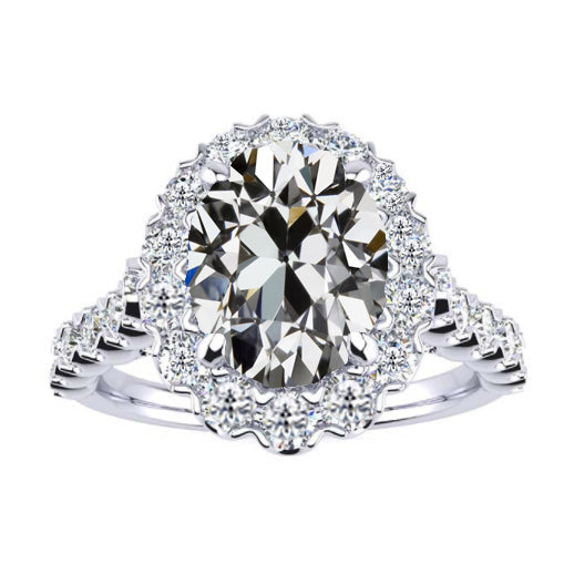 Halo Diamond Oval & Round Old Miner Anniversary Ring 4.50 Carats