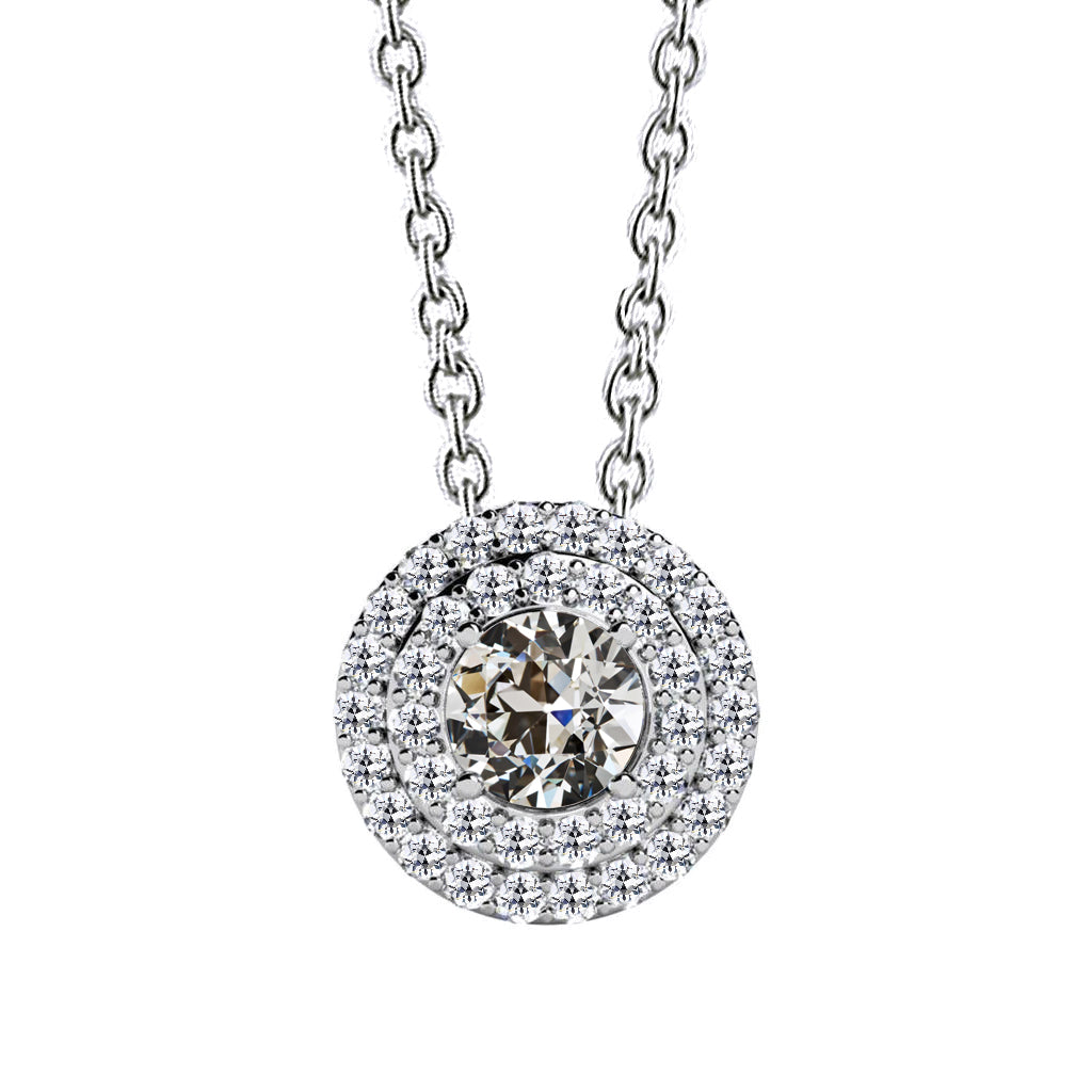 natural round diamond 2.50ct pendant front view