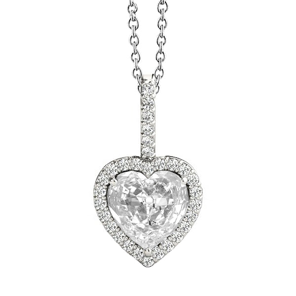 Halo Diamond Pendant Round & Heart Old Miner