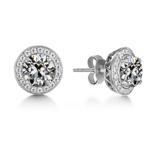 natural round diamond 3.50ct earring front view