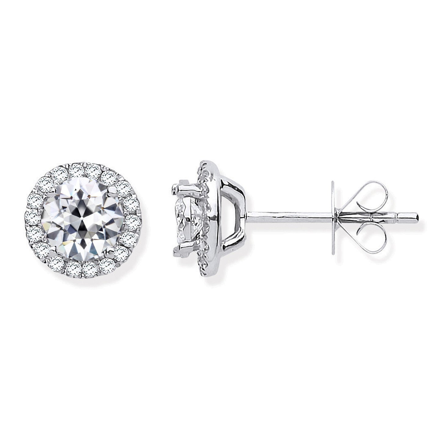 natural round diamond 3.50ct earring front view